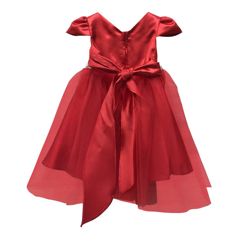 Petite Adele Baby Girls Red Rhinestone Belt Cap Sleeve Occasion Dress 6-24M - SophiasStyle.com